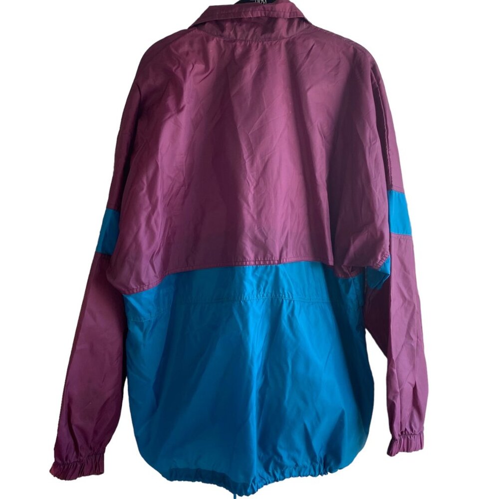 Vintage 90s Golfsmith Golf Nylon Men Windbreaker Jacket Purple Teal Green Vented - Picture 2 of 15
